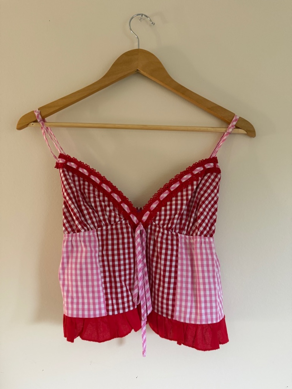Pink and Red Gingham Top